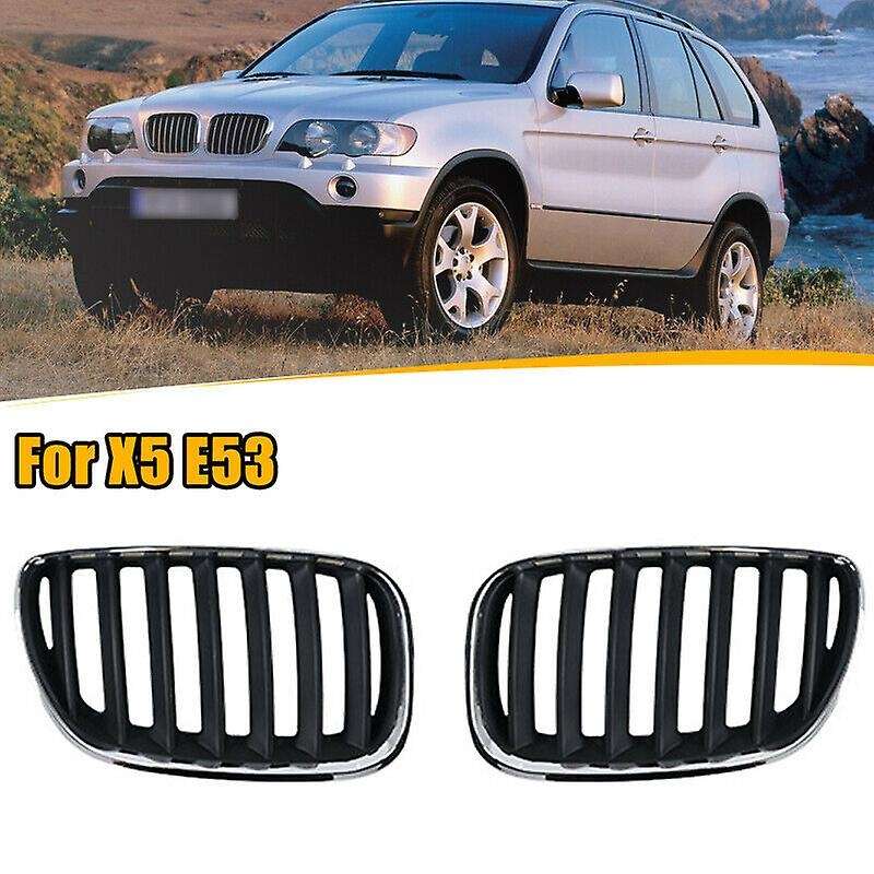 1 Pair Car Front Hood Bumper Kindey Grille Grill for X5 E53 2004-2006 51137113733