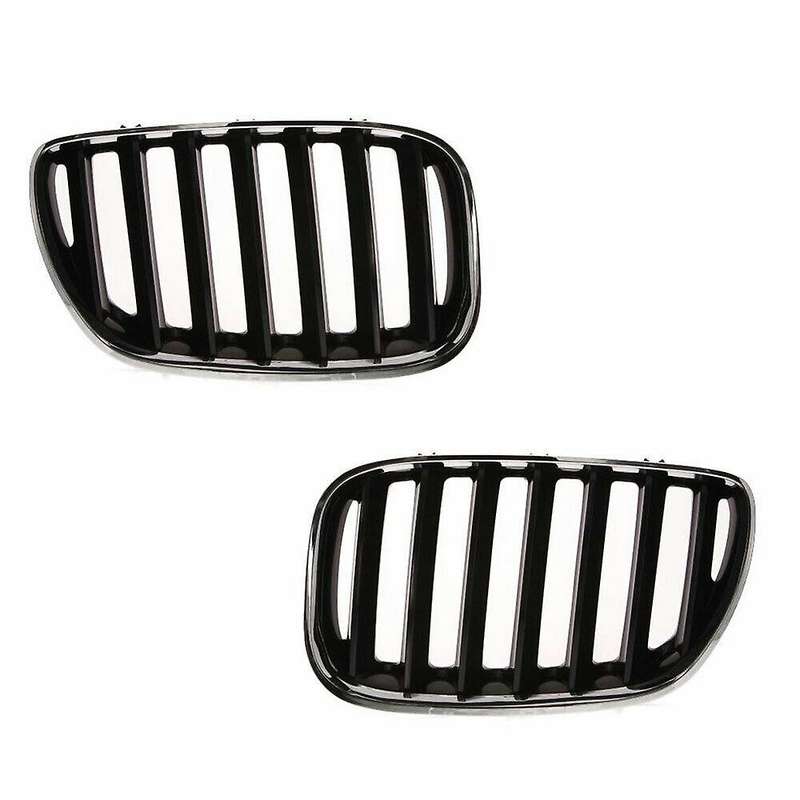 1 Pair Car Front Hood Bumper Kindey Grille Grill for X5 E53 2004-2006 51137113733