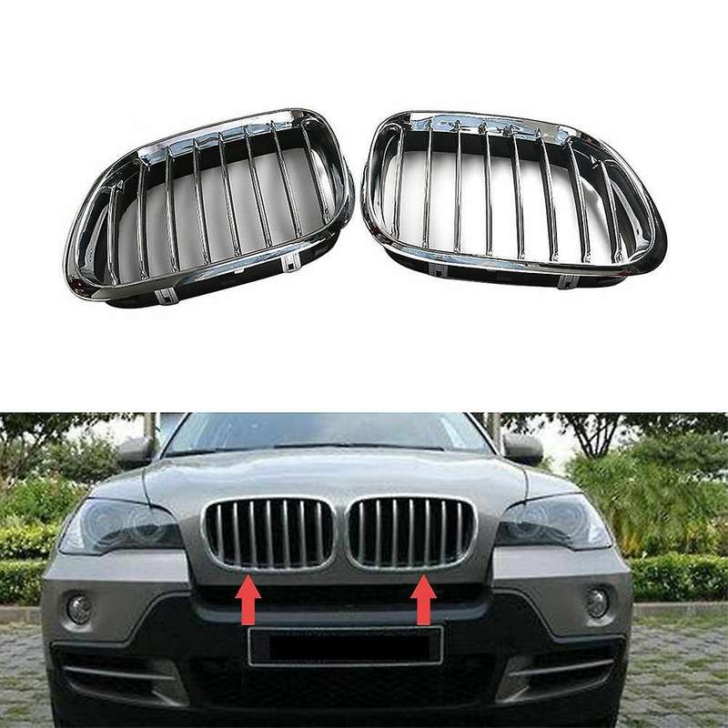 1 Pair Car Front Hood Bumper Kindey Grille Grill for- X5 E53 2000-2003 51138250051 51138250052