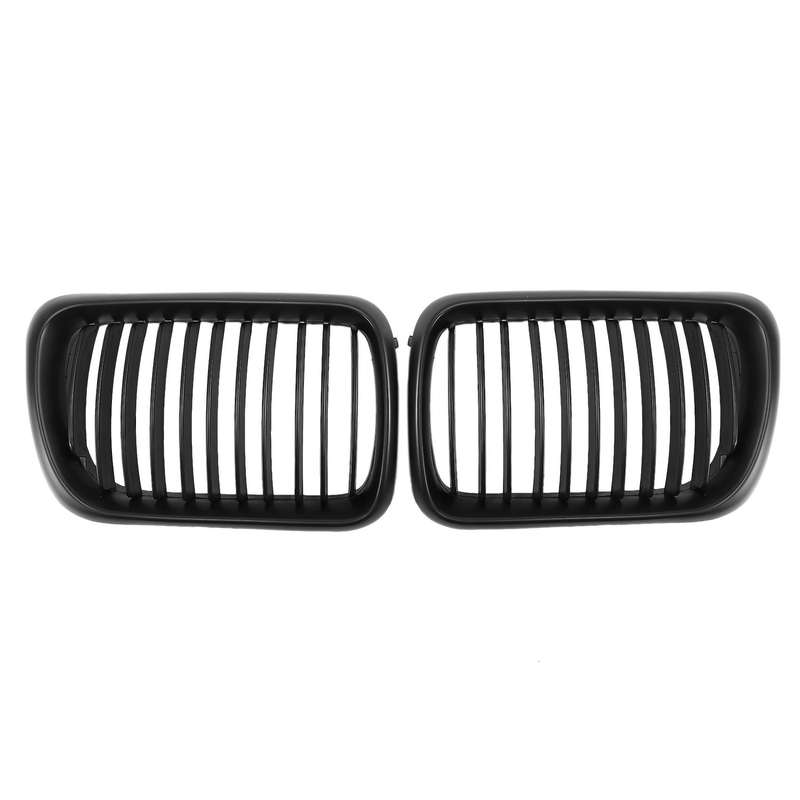 1 Pair Car Grilles Mesh Matte Black Front Grill 51138122237 51138195152 for 3 Series E36 97-99
