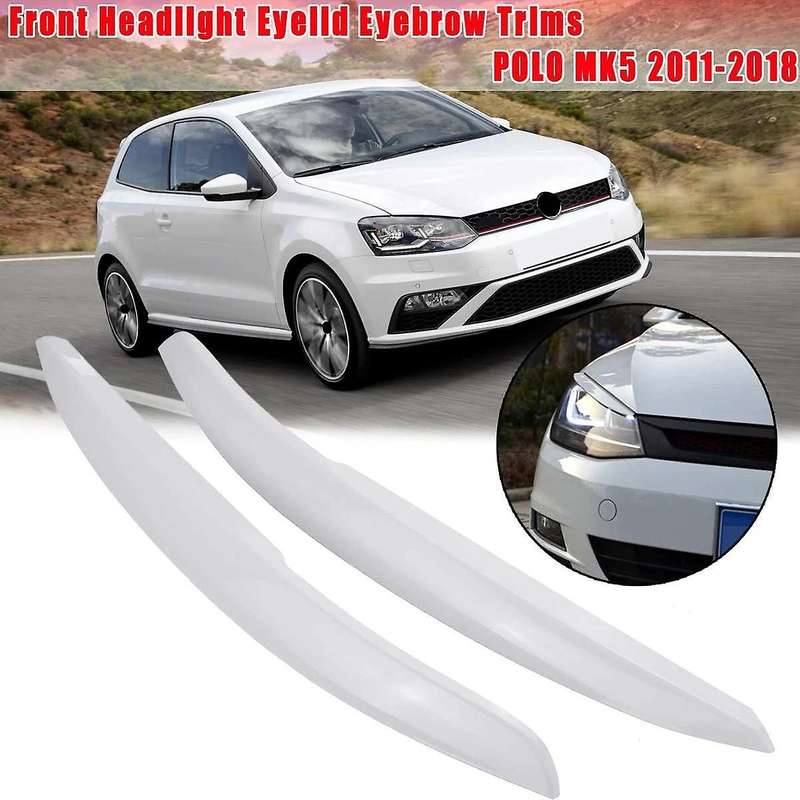 1 Pair Car Headlights Eyelids Eyebrow ABS Trim Stickers Cover for - MK5 2011-2018 Accessory White