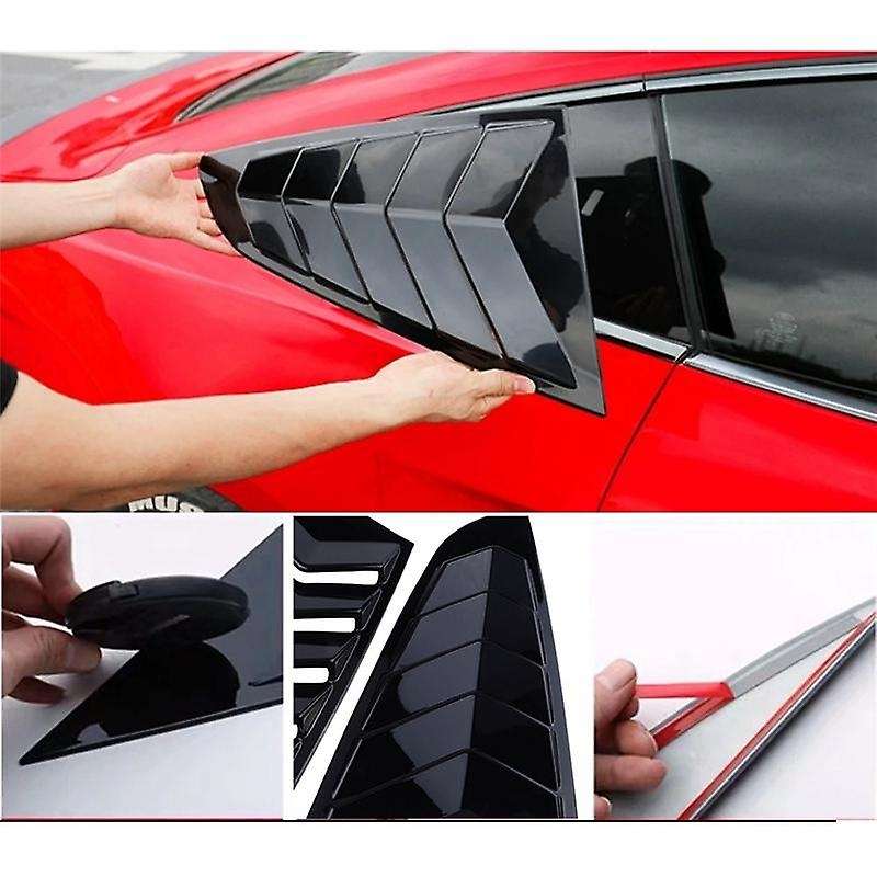 1 Pair Car Rear Window Louver Shutter Trim Cover for 2015-2023 Side Louver Air Vent Scoops Spoiler S