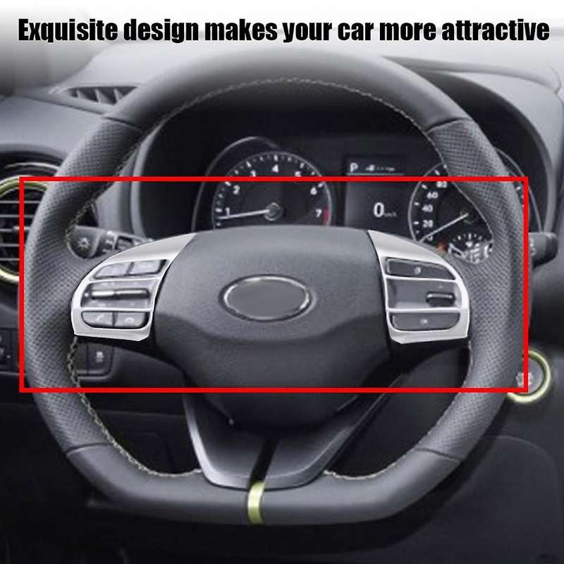 1 Pair Car Steering Wheel Cover Frame Trim Insert Sticker for Encino 2017-2020 SUV Silver