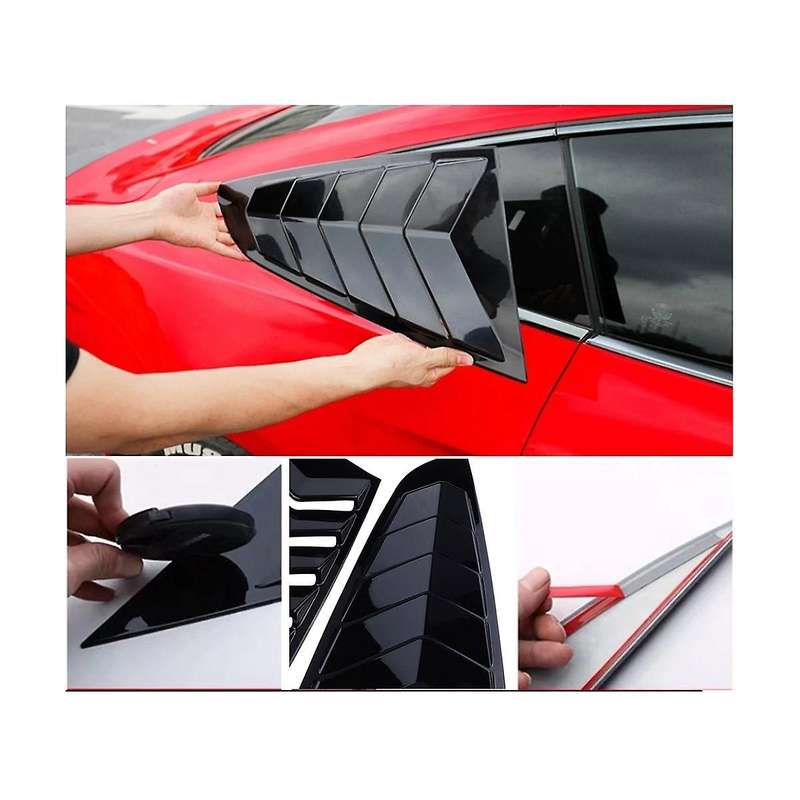 1 Pair Car Rear Window Louver Shutter Trim Cover for 2015-2023 Side Louver Scoops Spoiler Shade