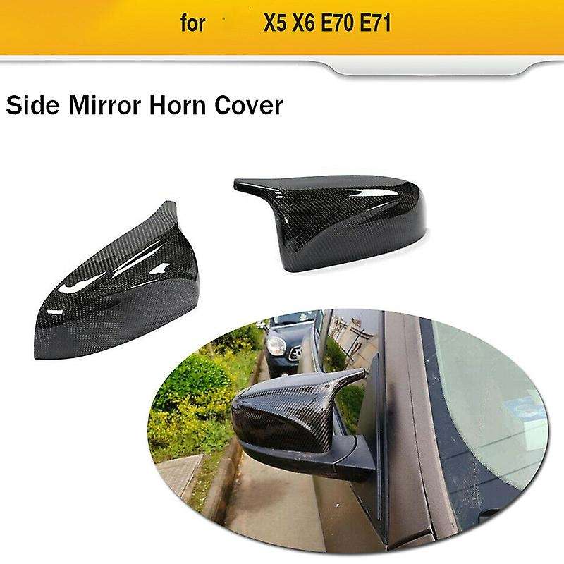 1 Pair Carbon Fiber Car Side Review Mirror Cover Cap Accessories for X5 X6 E70 E71 2007-2013