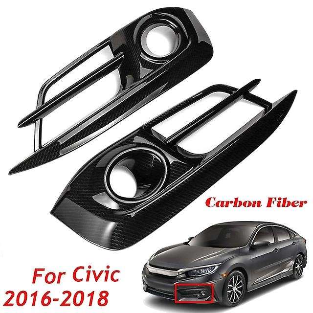 1 Pair Carbon Fiber Front Bumper Fog Light Lamp Cover Grille for 10Th 2016 2017 2018
