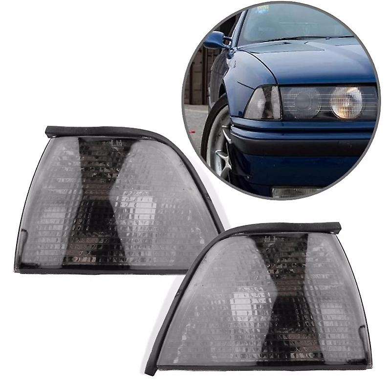 1 Pair Corner Light Cover, Smoke Color Corner Warning Light for - 3 Series 318I 325I E36 4DR 1992-19
