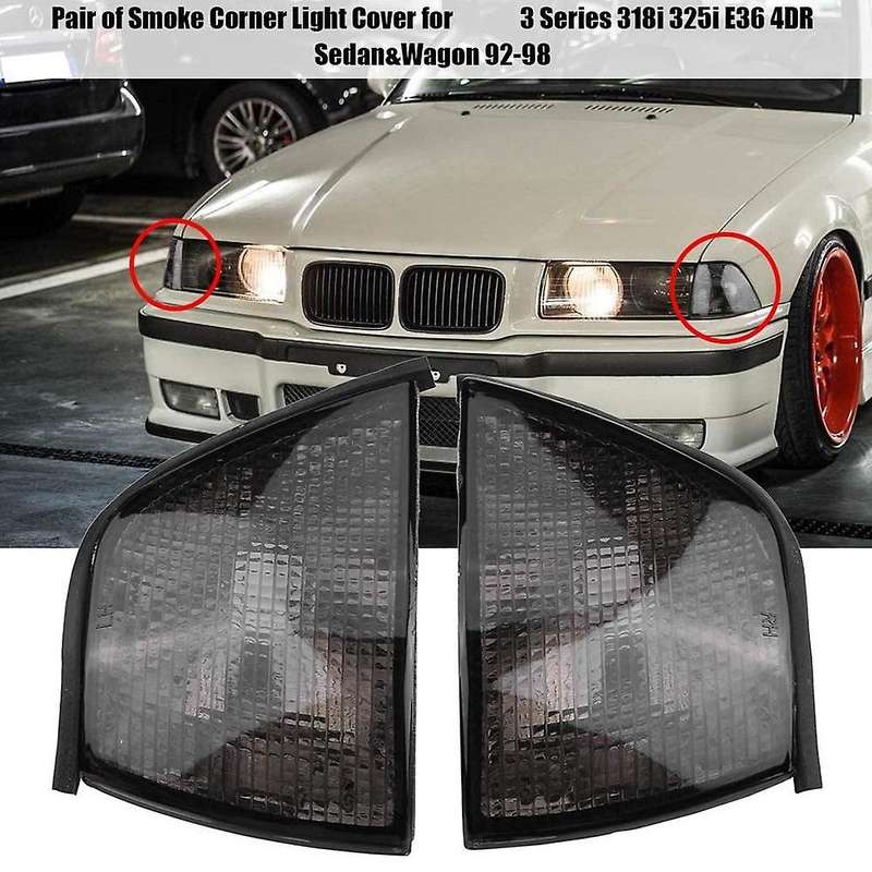 1 Pair Corner Light Cover, Smoke Color Corner Warning Light for - 3 Series 318I 325I E36 4DR 1992-19