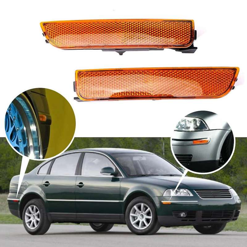 1 Pair Driver Passenger Side Marker Lamp Turn Signal Light for 2001-2005 3B0945071 3B0945072 Yellow