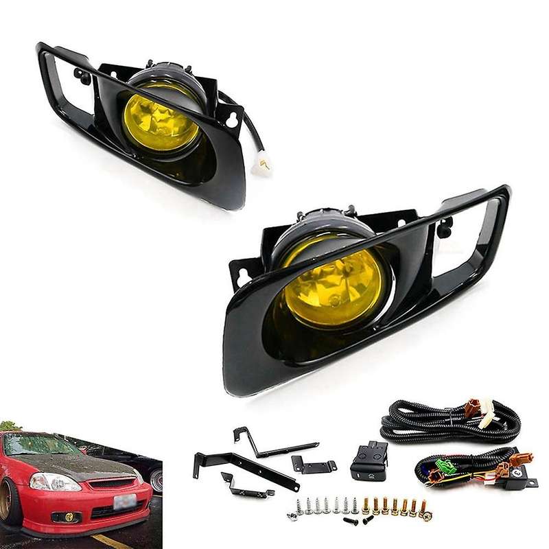 1 Pair Fog Lights Driving Lamps Amber Driving Bumper Fog Lights Lamps + Wiring Switch for 1999-2000