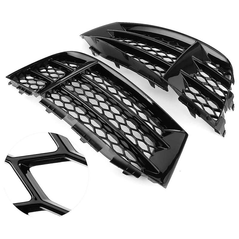 1 Pair Fog Light Grille Honeycomb Mesh Bumper Cover for A5 S5 RS5 08-16 Decorative Modification Par