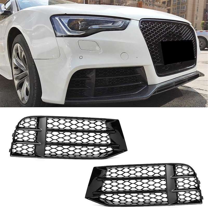 1 Pair Fog Light Grille Honeycomb Mesh Bumper Cover for A5 S5 RS5 08-16 Decorative Modification Par