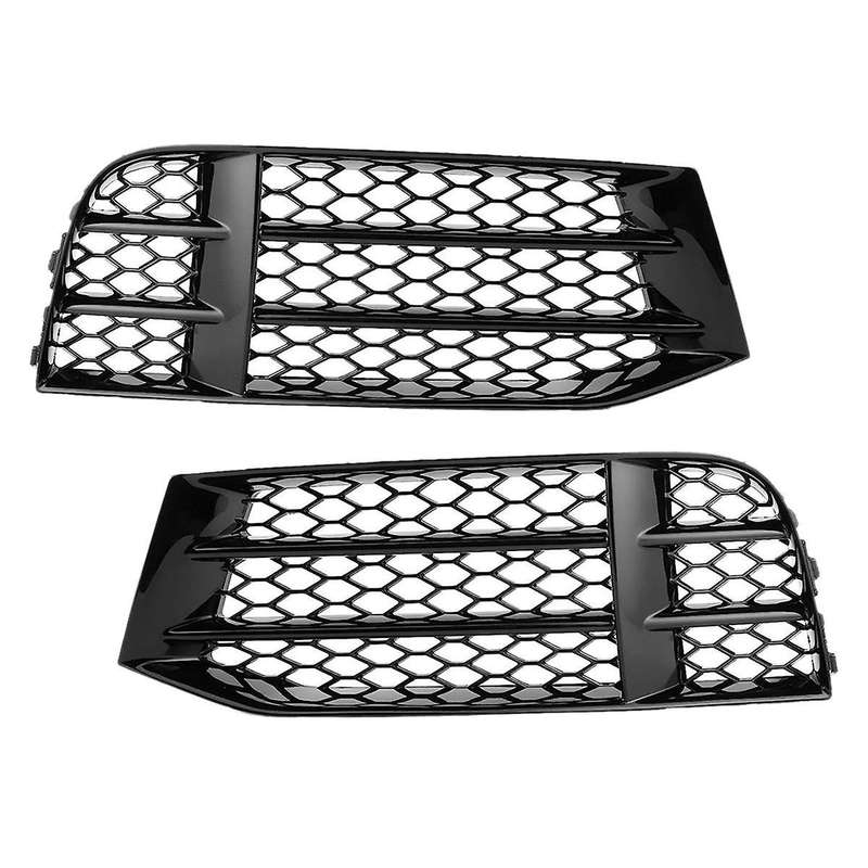 1 Pair Fog Light Grille Honeycomb Mesh Bumper Cover for A5 S5 RS5 08-16 Decorative Modification Par