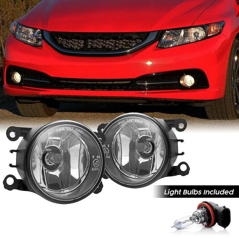 1 Pair Fog Light Assembly Car Front Fog Lights Lamps with Bulbs for 2013-2017 Si Sedan 33901-TY0-305