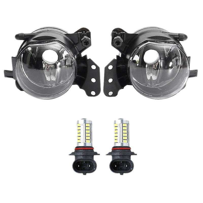 1 Pair Fog Light Assembly Car Front Fog Lights Lamps Housing Lens Clear with LED Bulbs for E60 E90 E