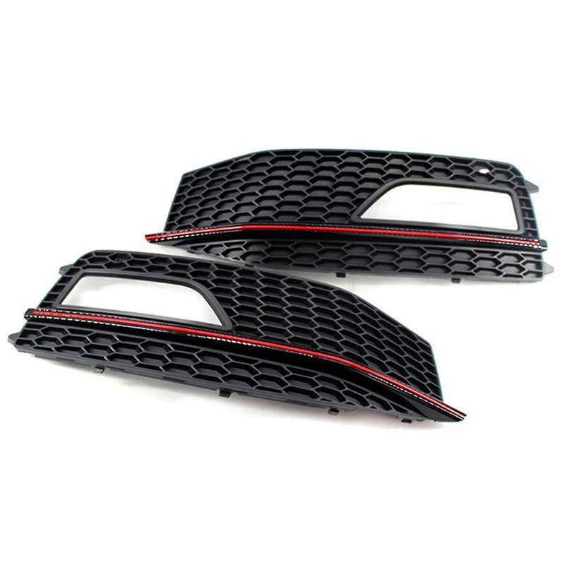 1 Pair Fog Light Frame Grille Sports Style Fog Light Cover for A4 S4 13-15 Decorative Modification