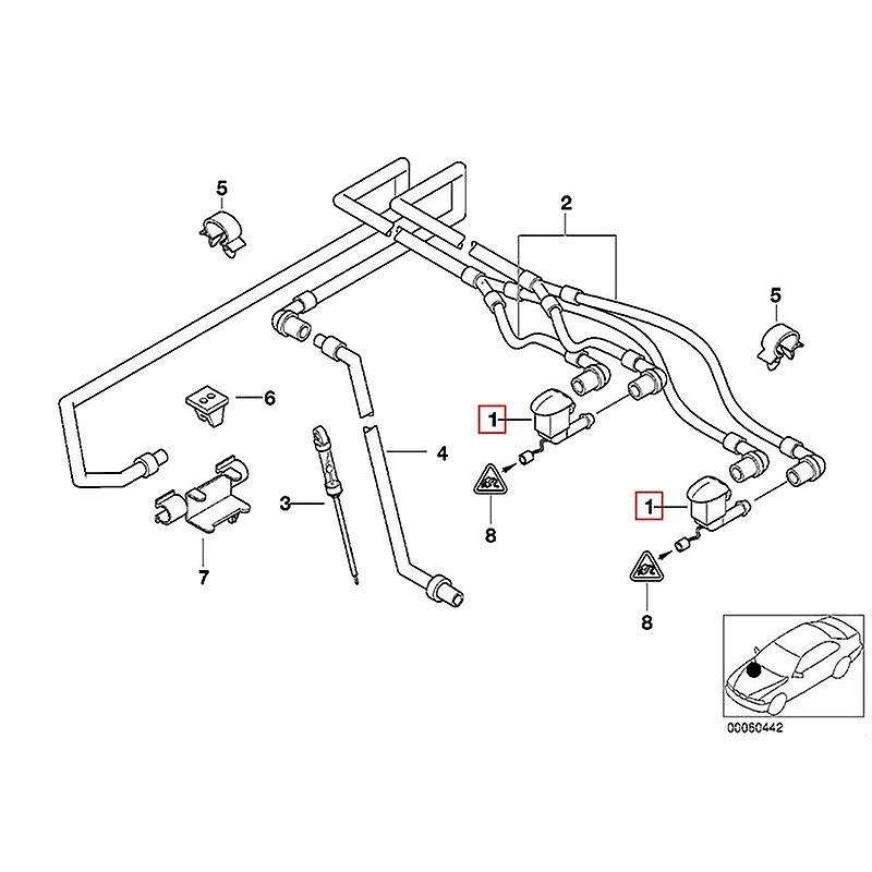 1 Pair for - E39 5-Series 1997-2003 525I 528I 530I 540I Windshield Washer Nozzle Heated Dual Inlet