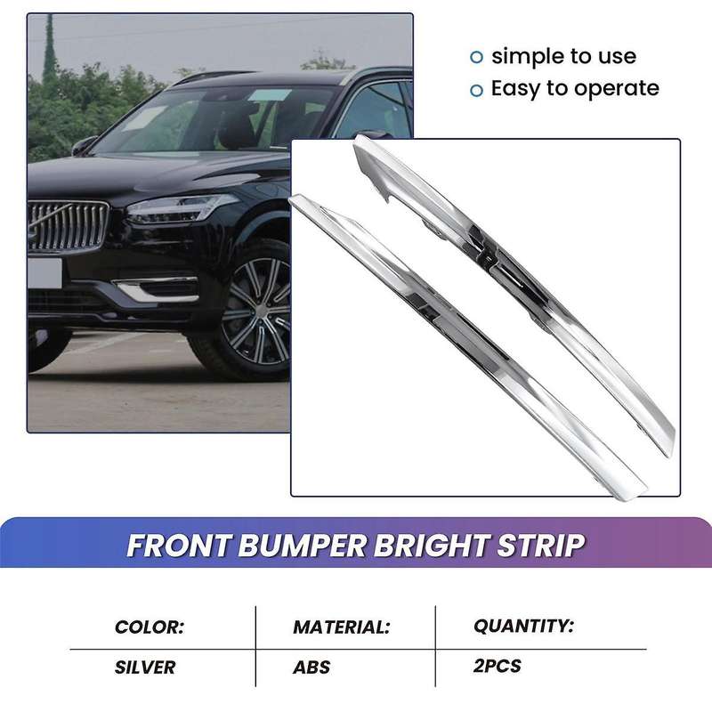 1 Pair for XC60 MK2 2022 Car Front Bumper Bright Strip Chrome Plated 32227905 32227906