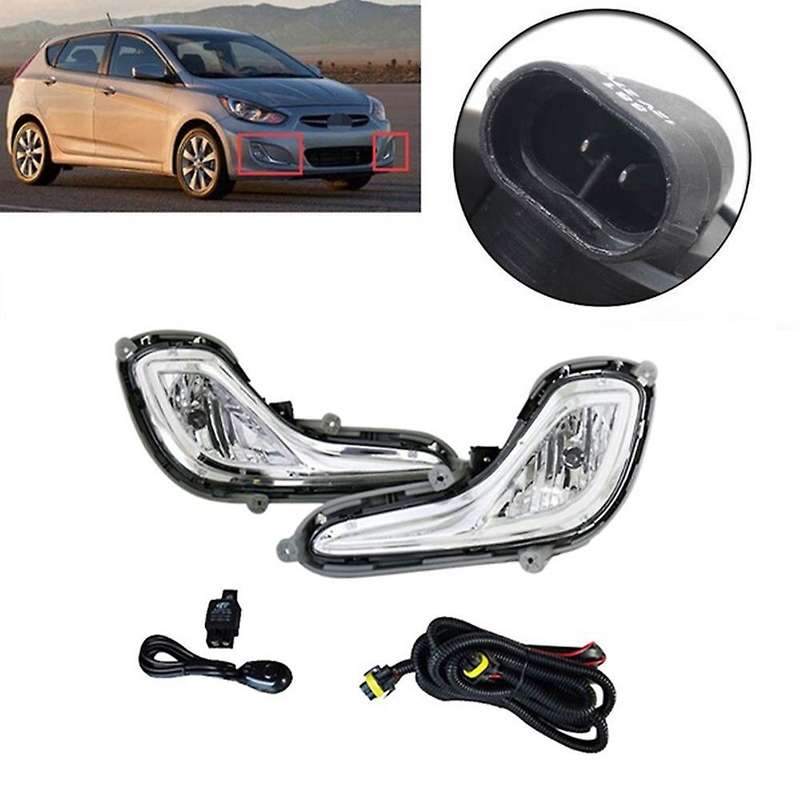 1 Pair Front Bumper Fog Light Assembly for Accent 2012-2017 92201-1R000 92202-1R000 with Switch Wire