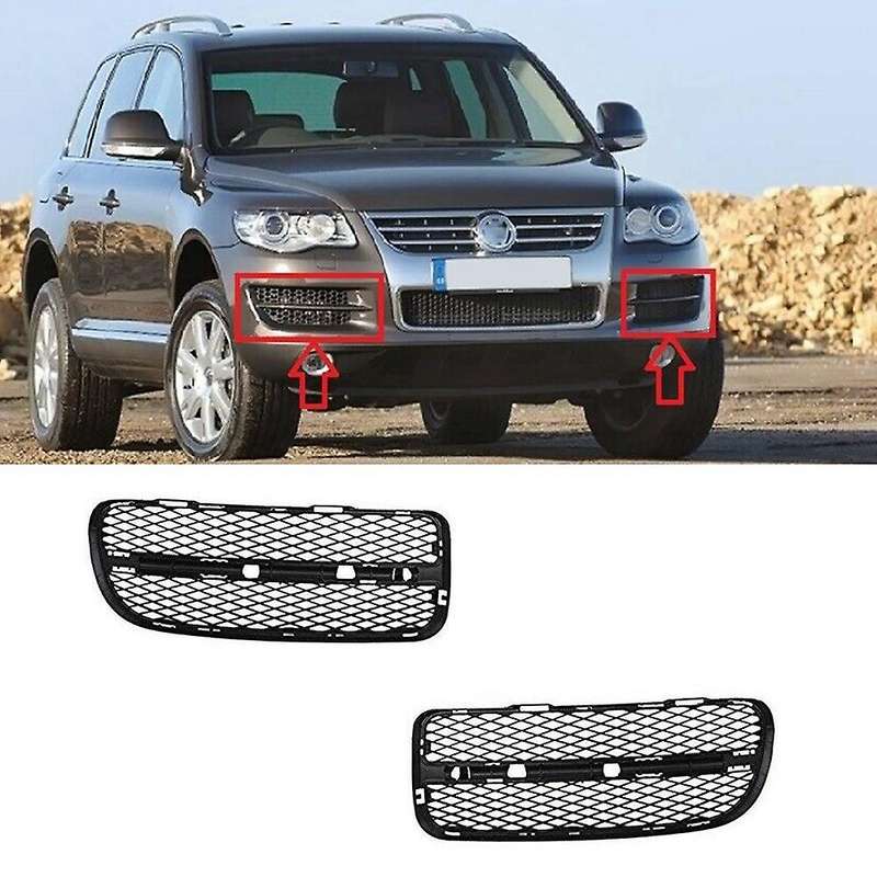1 Pair Front Bumper Fog Light Cover Lower Grill Grille for 2002-2006 Black 7L6853665A 7L6853666A
