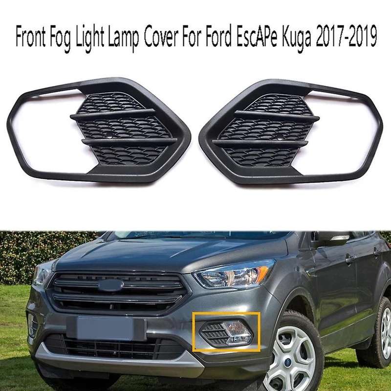1 Pair Front Bumper Fog Light Frame Grille Cover for Escape Kuga 2017-2019
