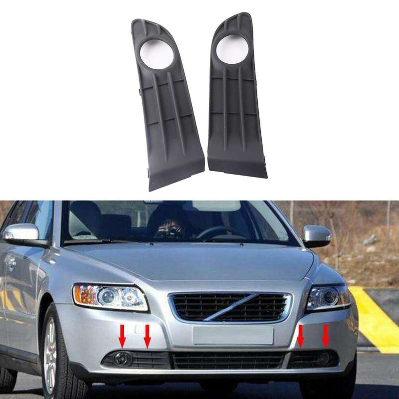 1 Pair Front Bumper Fog Light Lamp Grill Cover Trim Frame 30744919 30744920 for S40 2008 2009 2010 2