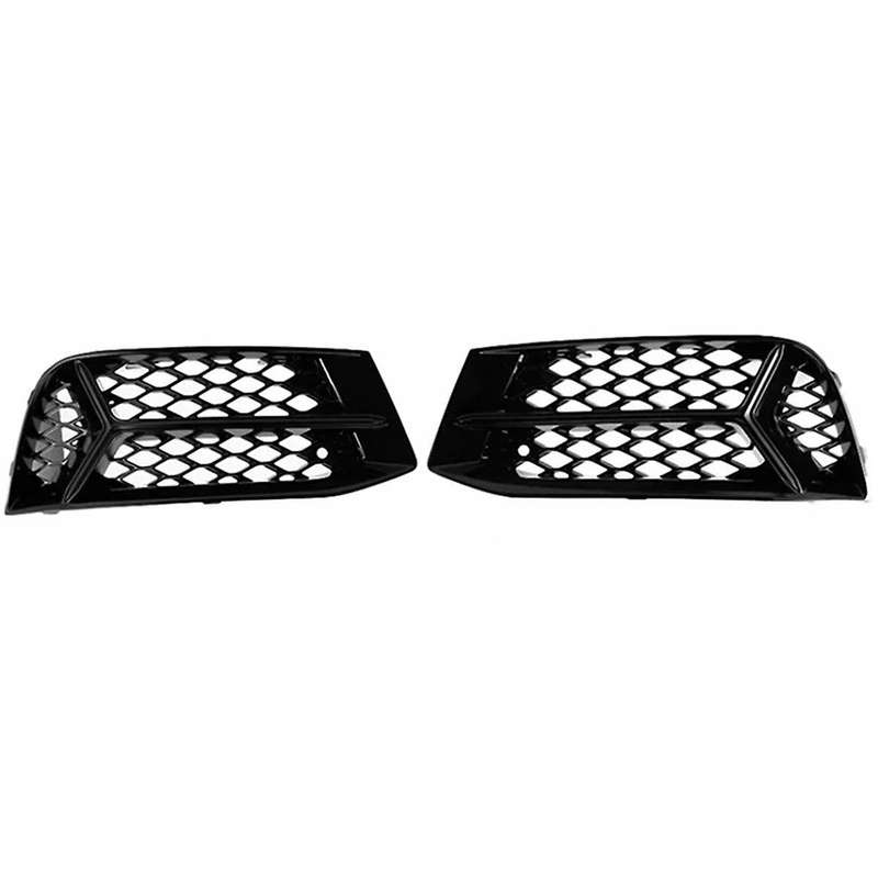 1 Pair Front Bumper Fog Light Grille Cover Honeycomb Fog Lamp Cover for A3 S3 17-20 Decorative Modi