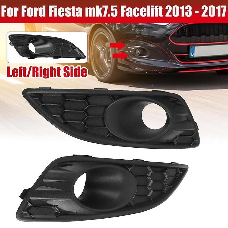 1 Pair Front Bumper Lower Honeycomb Fog Lamp Surround Grille Fog Light Trim Cover for Fiesta Mk7 Fa