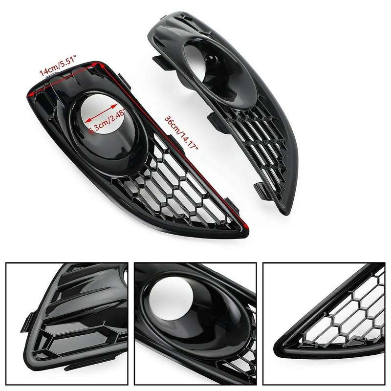 1 Pair Front Bumper Lower Honeycomb Fog Lamp Surround Grille Fog Light Trim Cover for Fiesta 2013-20