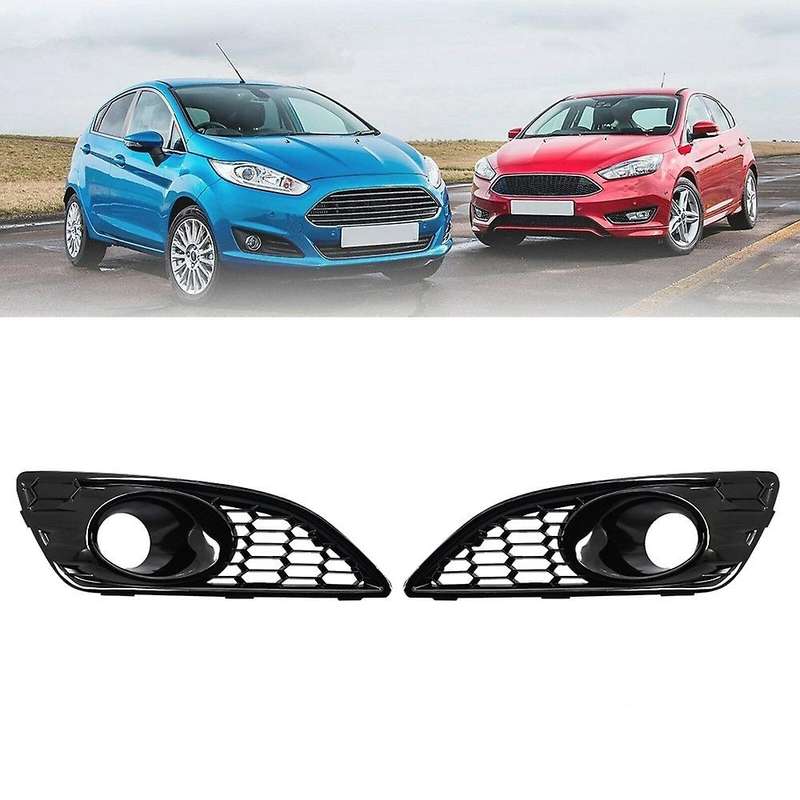 1 Pair Front Bumper Lower Honeycomb Fog Lamp Surround Grille Fog Light Trim Cover for Fiesta 2013-20