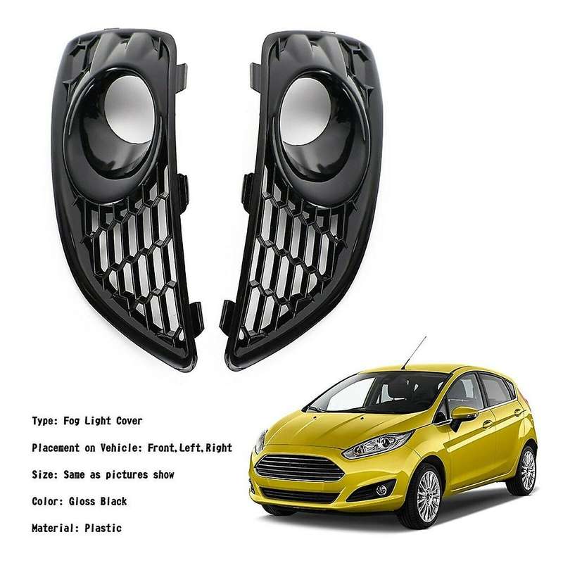 1 Pair Front Bumper Lower Honeycomb Fog Lamp Surround Grille Fog Light Trim Cover for Fiesta 2013-20