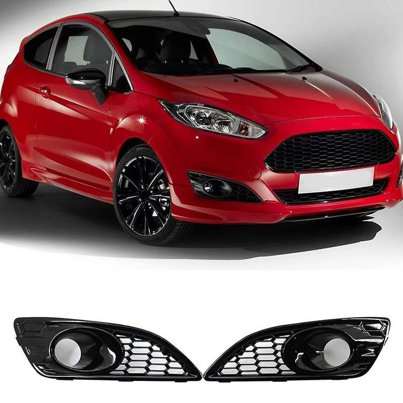 1 Pair Front Bumper Lower Honeycomb Fog Lamp Surround Grille Fog Light Trim Cover for Fiesta 2013-20