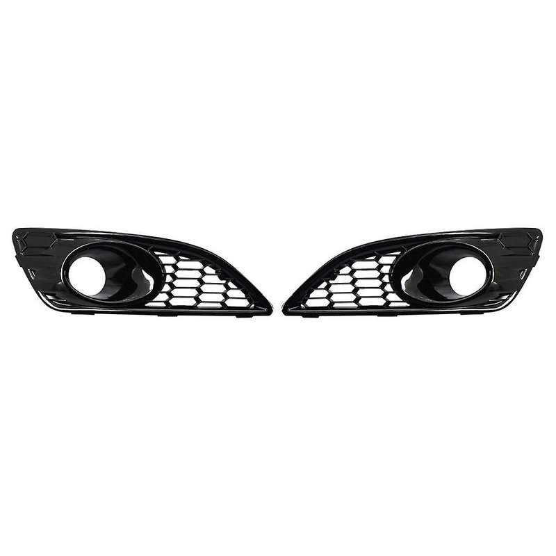 1 Pair Front Bumper Lower Honeycomb Fog Lamp Surround Grille Fog Light Trim Cover for Fiesta 2013-20