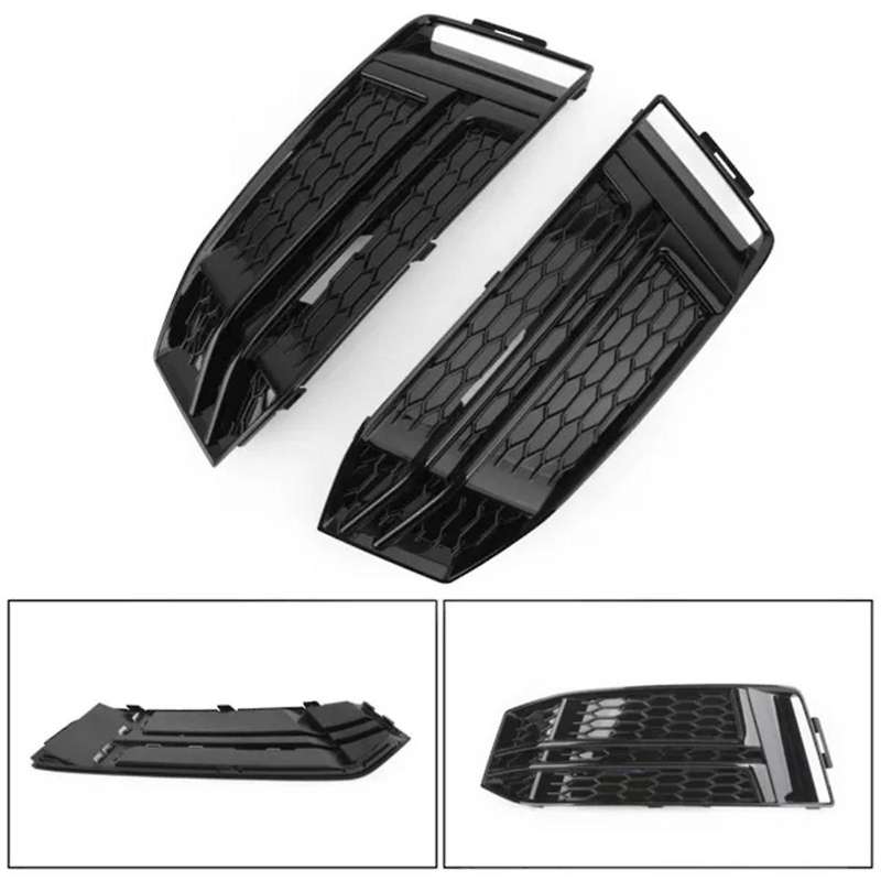 1 Pair Front Fog Light Cover Bumper Grille for A4 B9 16-18 Car Grill 8W0807681F 8W0807682F