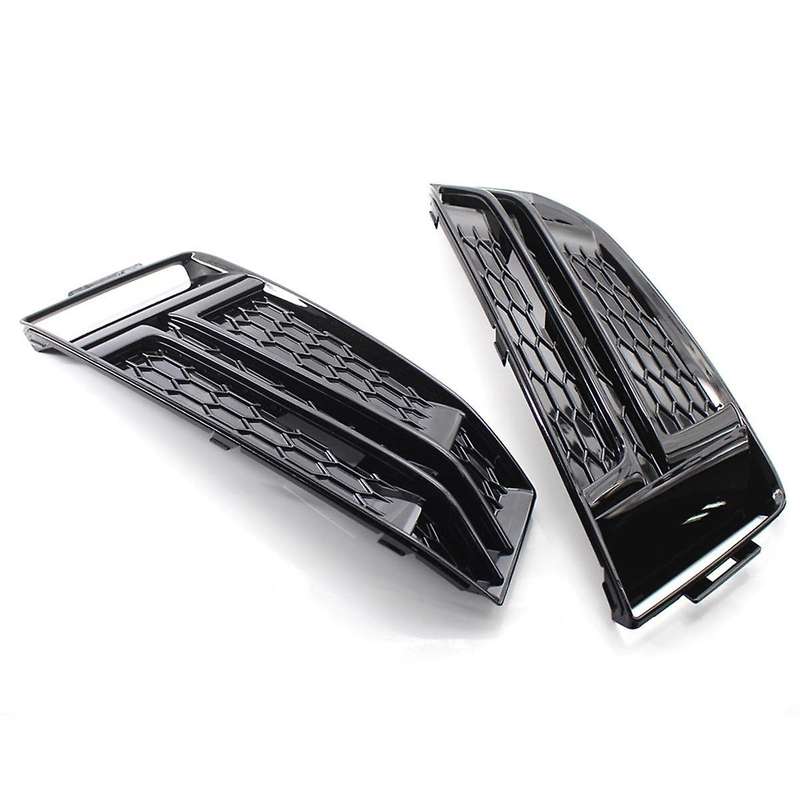 1 Pair Front Fog Light Cover Bumper Grille for A4 B9 16-18 Car Grill 8W0807681F 8W0807682F