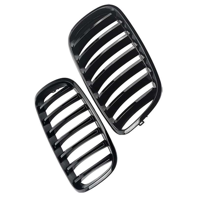 1 Pair Front Hood Kidney Grille Grill for X5 X6 E70 E71 2007-2013 Glossy Black 51137157687 511371576