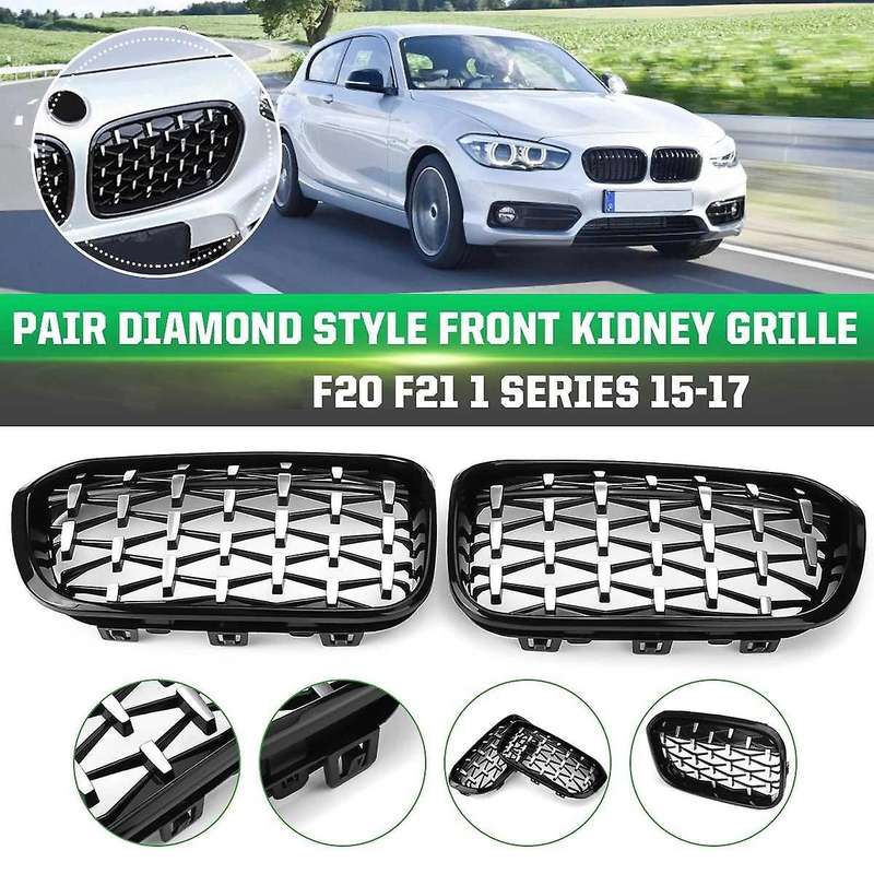 1 Pair Front Kidney Diamond Style Grille Diamond Meteor Grills for - 1 Series F20 2015-2017 Racing G