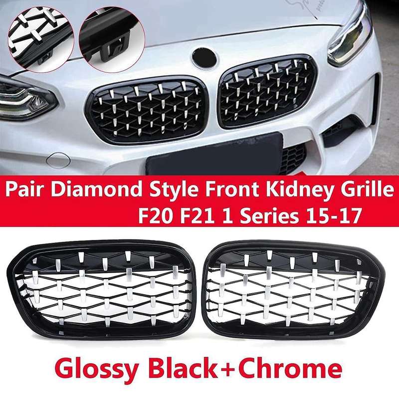 1 Pair Front Kidney Diamond Style Grille Diamond Meteor Grills for - 1 Series F20 2015-2017 Racing G