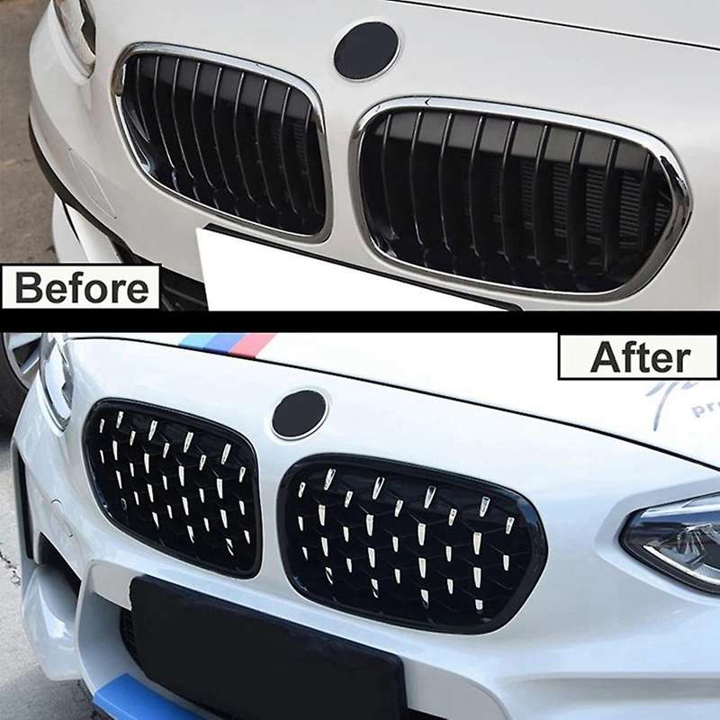 1 Pair Front Kidney Diamond Style Grille Diamond Meteor Grills for - 1 Series F20 2015-2017 Racing G