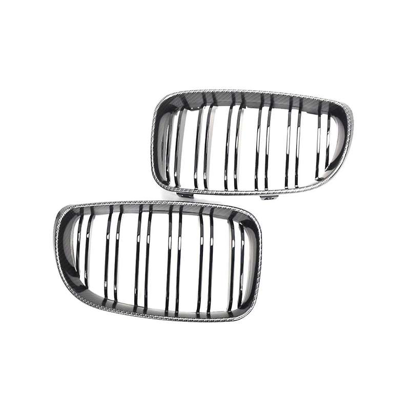 1 Pair Front Kidney Grille for E87 Carbon Fiber Double Line Left Right Front Grills Frame Trim