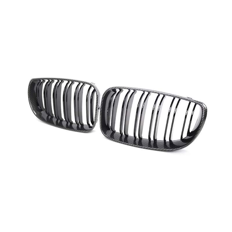 1 Pair Front Kidney Grille for E87 Carbon Fiber Double Line Left Right Front Grills Frame Trim