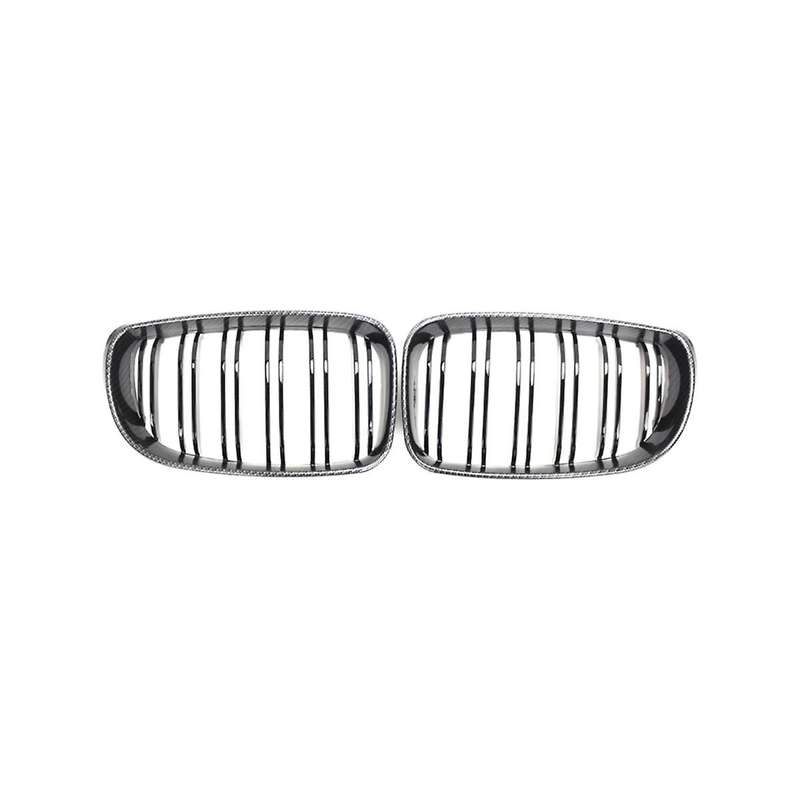 1 Pair Front Kidney Grille for E87 Carbon Fiber Double Line Left Right Front Grills Frame Trim