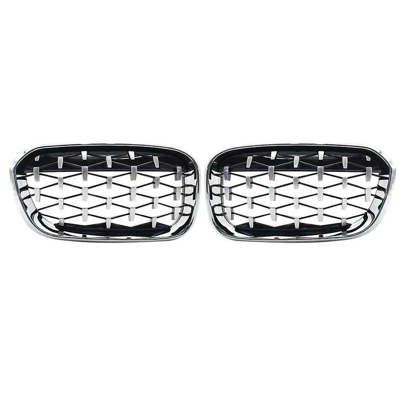1 Pair Front Kidney Diamond Style Grille Diamond Meteor Grills for - 1 Series F20 2015-2017 Racing G