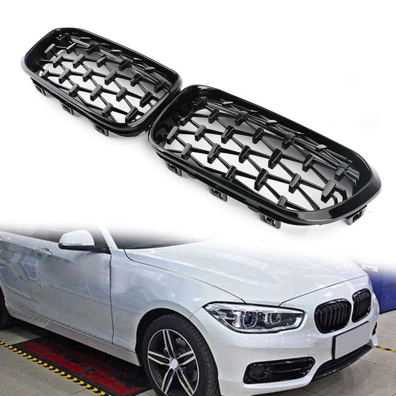 1 Pair Front Kidney Diamond Style Grille Diamond Meteor Grills for - 1 Series F20 2015-2017 Racing G