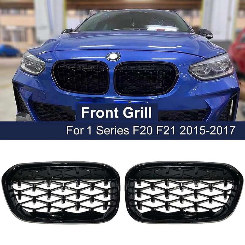 1 Pair Front Kidney Diamond Style Grille Diamond Meteor Grills for - 1 Series F20 2015-2017 Racing G