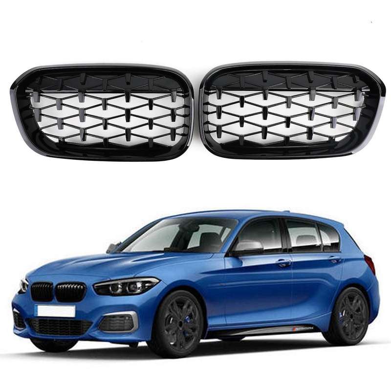 1 Pair Front Kidney Diamond Style Grille Diamond Meteor Grills for - 1 Series F20 2015-2017 Racing G