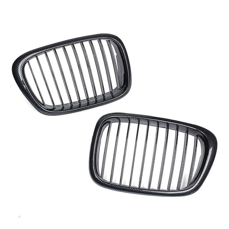 1 Pair Gloss Carbon Fiber ABS Car Front Kidney Grilles Grill Hood for E39 5 Series 525 528 530 535 5