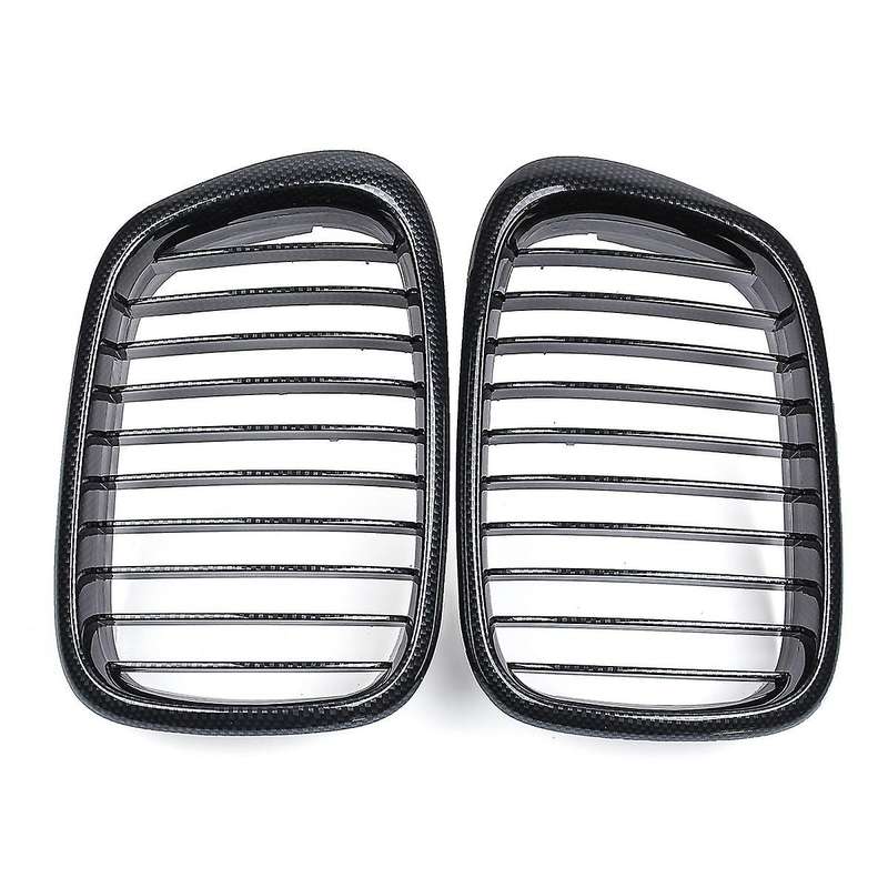 1 Pair Gloss Carbon Fiber ABS Car Front Kidney Grilles Grill Hood for E39 5 Series 525 528 530 535 5