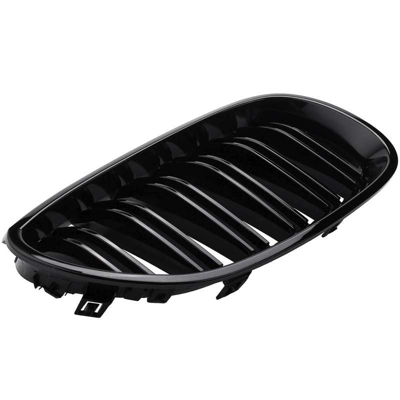 1 Pair Gloss Black Front Kidney Grill Double Slat Double Line Grille for E60 E61 5 Series 2003-2010