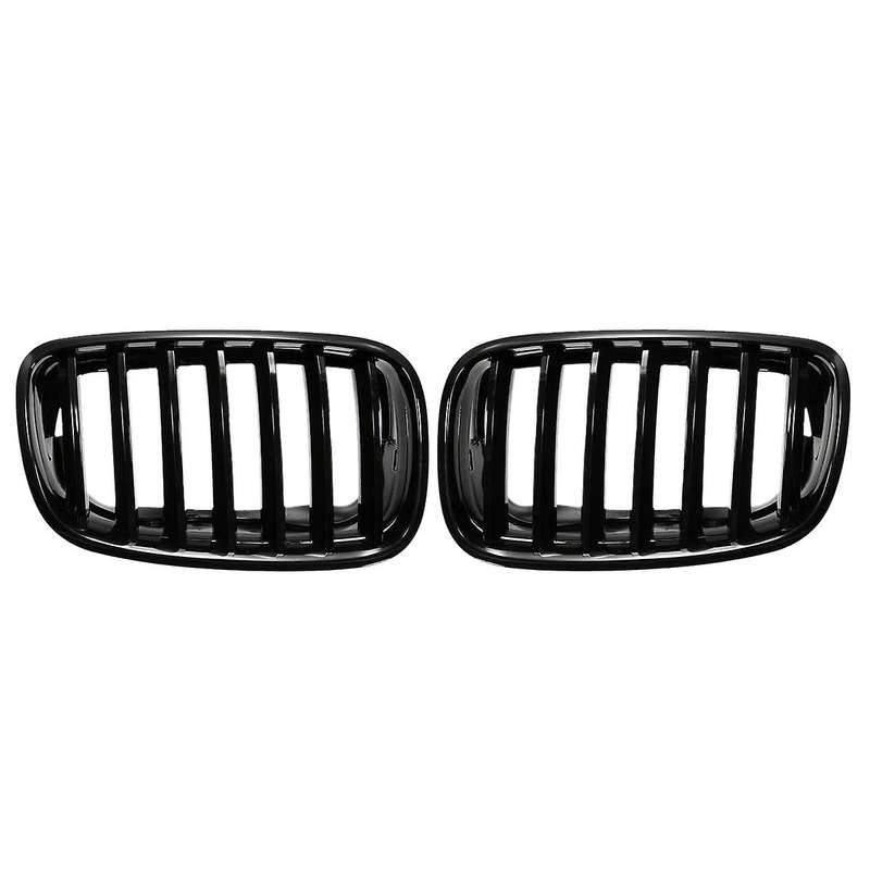 1 Pair Glossy Black Front Hood Kidney Grille Grill for- X5 X6 E70 E71 2007-2013 51137157687 51137157